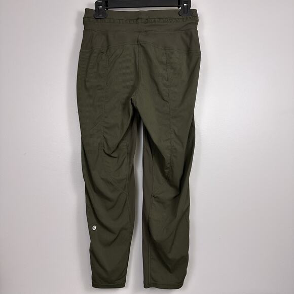 Lululemon Dance Studio Pants Dark Olive Pinstripe Size 4 Drawstring Ankle 25" - Picture 5 of 11